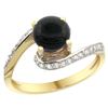 Image 1 : Natural 0.88 ctw onyx & Diamond Engagement Ring 14K Yellow Gold - REF-51Y4X