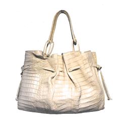Nancy Gonzalez Cream Crocodile Tote Bag