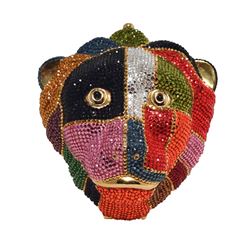Judith Leiber Swarovski Crystal Multicolor Lions Head Minaudiere