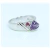 Image 2 : Sterling Silver .925  Amethyst W/ Ruby Ring 6.04gram
