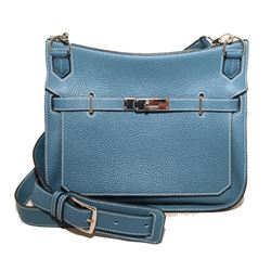 Hermes Blue Jean Clemence Leather Jypsiere 26 Shoulder Bag