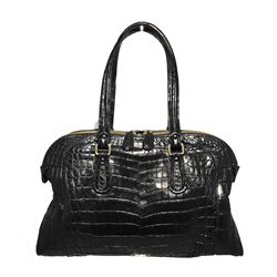 Zagliani Black Alligator Handbag