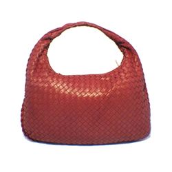 Bottega Veneta Classic Red Woven Lambskin Leather Shoulder Bag