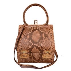 RARE Fendi Natural Python Snakeskin Two-Way Kelly Bolide Handbag