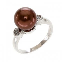 10.0-10.5mm Chocolate Tahitian Ring with Diamonds