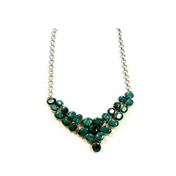 Sterling Silver .925 Emerald Beryl Necklace ctw