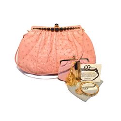 Judith Leiber Pink Ostrich Clutch