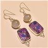 Image 1 : Purple Copper Turquoise/Moonstone Earring Solid Sterling Silver