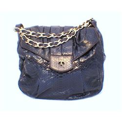 Zagliani Handmade Navy Blue Snakeskin Shoulder Bag