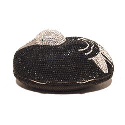 Judith Leiber Black & Silver Crystal Sitting Duck Minaudiere