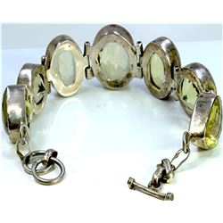 Sterling Silver .925 with light green stone bracelet 40.04 gram