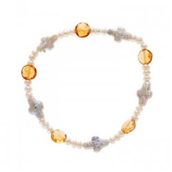 3.5-4.0mm Freshwater Pearl Bracelet with Citrine
