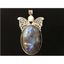 Labradorite Inlay Oval Shape W/Butterfly Ss
