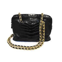 Judith Leiber Black Alligator Shoulder Bag