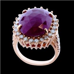 12.07ct Burma No glass Ruby 14K White Gold Ring