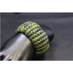 Carved Olive Jade Wavy Bracelets