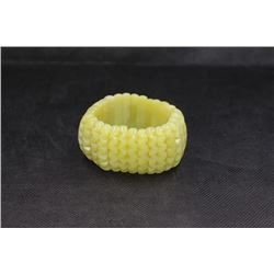 Carved Olive Jade Wavy Bracelets