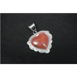 39X41/4 M.M. Inlay Heart Southwest Heart+4Mm Cab Bail Cherry Quartz(G) Pendants