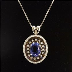 10.46ct Tanzanite 14K White Gold Pendant