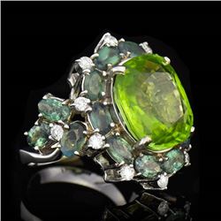 10.54ct Peridot 18K White Gold Ring