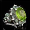 Image 1 : 10.54ct Peridot 18K White Gold Ring