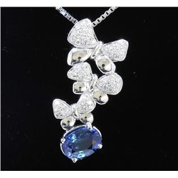 1.77ct Blue Sapphire 18K White Gold Necklace and Pendant