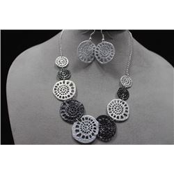 N+E Zinc Alloy Necklace+Earring Silver Set Jewelry