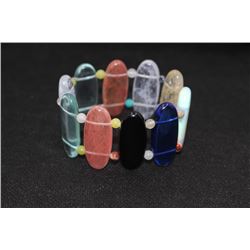 15X40 M.M. Plain Oval 5Mm Bead Multi-Quartz Bracelets