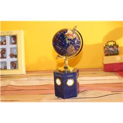 90 M.M. 20-604 [1F2] Globe Lapis Color W/ Lapis Hex. Stand W/ 6 Clock Gift Item