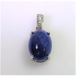 5.81ct Tanzanite Cabochon 14K White Gold Pendant