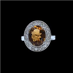 4.95ct Champagne Color Tourmaline 14K White Gold Ring