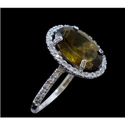 5.52ct Natural Green Tourmaline 14K White Gold Ring