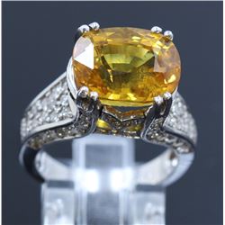 10.12ct Yellow Sapphire 14K White Gold Ring
