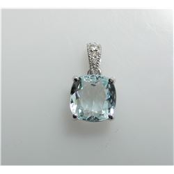 2.82ct Natural Aquamarine 14K White Gold Pendant