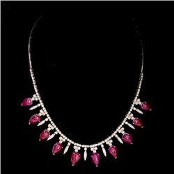 39.86ct Burma Ruby (No Heat) 14K White Gold Necklace
