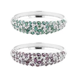 GIA ALEXANDRITE 10.07CT 18K WHITE GOLD BANGLE