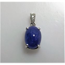 6.19ct Tanzanite Cabochon 14K White Gold Pendant