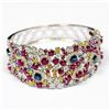 Image 1 : 15.80ct Natural Burma Ruby and Multi Color Ceylon Sapphire 14K White Gold Bangle