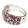 Image 6 : 15.80ct Natural Burma Ruby and Multi Color Ceylon Sapphire 14K White Gold Bangle