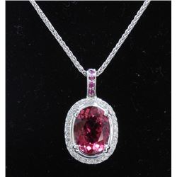 4.43ct Spinel 14K White Gold Necklace and Pendant