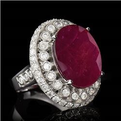 GIA 17.12 Ruby 14K White Gold Ring