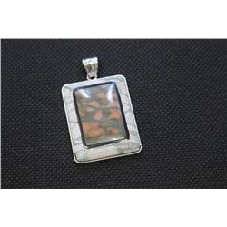 32X47 M.M. Plain Rectangle Rainbow Zebra Stone #120 Inlay Frame Pendant Pendants
