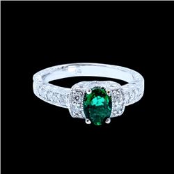 0.74ct Emerald 14K White Gold Ring