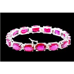 62.61ct Ruby 14K White Gold Bracelet