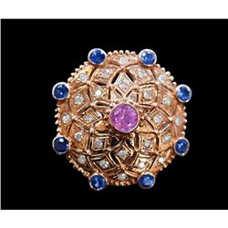 0.98ct Blue Sapphire / 0.79ct Pink Sapphire 14K Rose Gold Ring