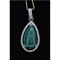 8.17ct Emerald 14K White Gold Pendant