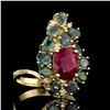 Image 1 : 3.22ct Oval Alexandrite / 2.75ct Oval Ruby 14K Yellow Gold Ring