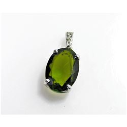 4.44ct Natural Green Tourmaline 14K White Gold Pendant