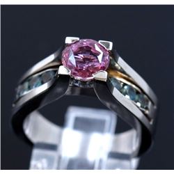 1.69ct Pink Sapphire / 0.63ct Alexandrite 14K White Gold Ring