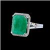 Image 2 : 7.82CT NATURAL COLOMBIAN EMERALD14K W/G RING
